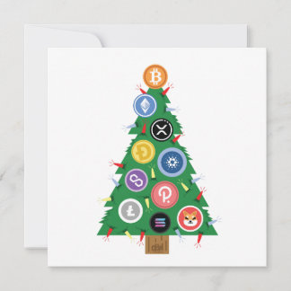 Cartão Ornamento Criptomoeda de Árvore de Natal Crypto