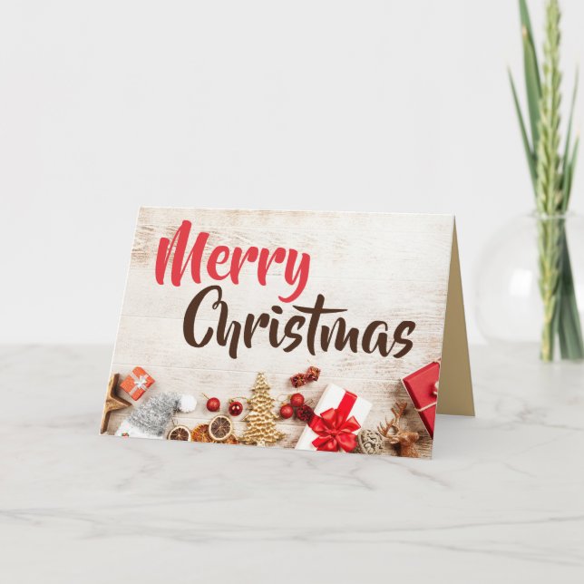 Cartão Ornamentos Decorativos, Saudação de Natal (Frente)