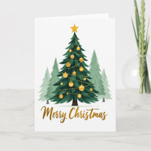 Cartão Ornamentos Dourados de Placas de Árvore de Natal e