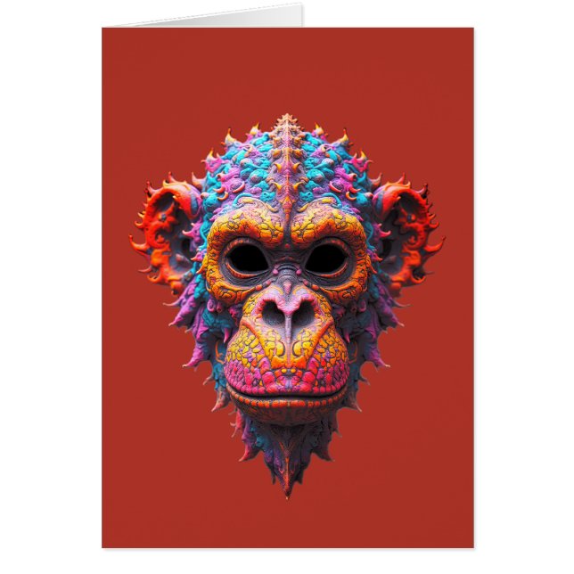 Cartão Ornate Chimp Mask (Frente)