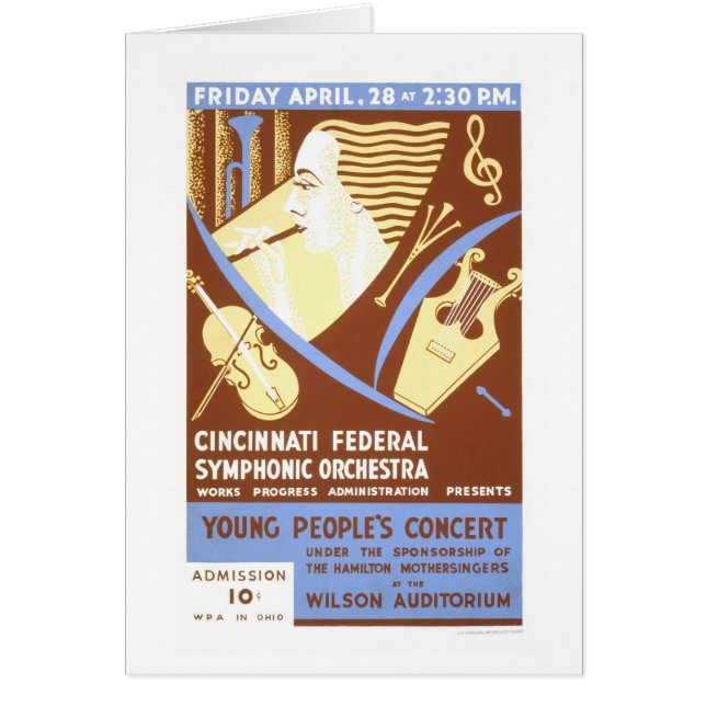 Cartão Orquestra de Cincinnati WPA 1939 (Frente)