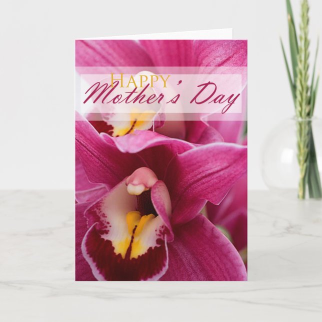 Cartão Orquídea cor-de-rosa para o dia das mães (Frente)