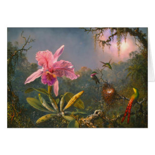 Cartão Orquídea e colibris brasileiros 1871