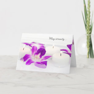 Cartão Orquídea e velas em água pensando em você