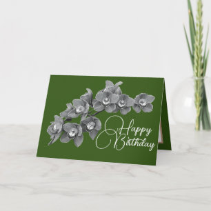 Cartão Orquídea Flor Verde Cor Cor Verde Aniversário