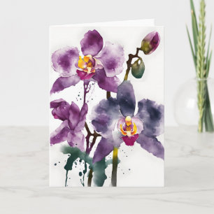 Cartão Orquídea - Flores de aquarela