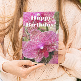 Cartão Orquídea-traça cor-de-rosa Aniversário Floral
