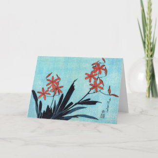 Cartão Orquídeas alaranjadas, Hokusai