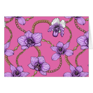 Cartão Orquídeas e correntes, violetas e rosa