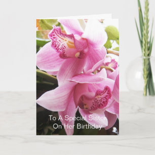 Cartão Orquídeas Irmã Personalizada Aniversário