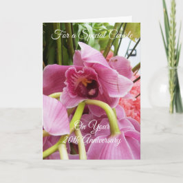 Cartão Orquídeas Rosa Personalizadas Aniversário de Casam