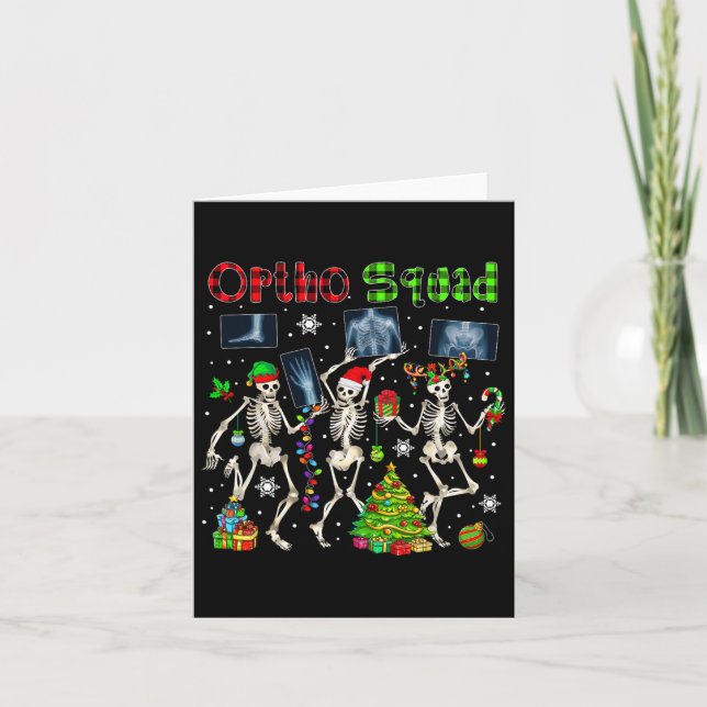Cartão Ortho Squad Xmas Três Papais noeis Reindeer Elf X- (Frente)