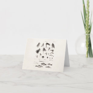 Cartão Os 1800s do vintage que dobram a pesca com mosca