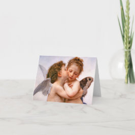 Cartão Os anjos beijam primeiramente, Bouguereau