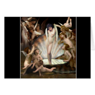 Cartão Os anjos de Bouguereau circundam o Cupido