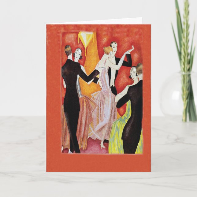 Cartão Os anos 20 rujir que dançam casais (Frente)