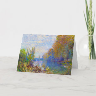 Cartão Os Bancos do Sena no outono Claude Monet art