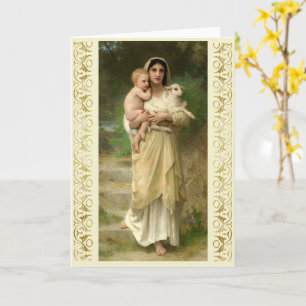 Cartão Os borregos de William Bouguereau