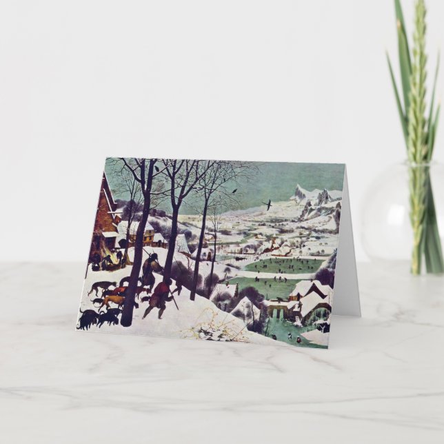 Cartão Os caçadores na neve, por Bruegel D. Ä. Pieter (Frente)