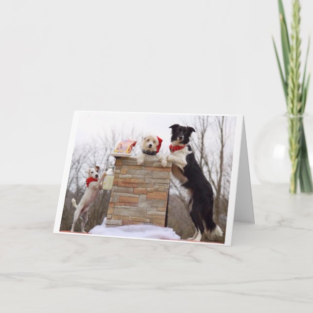 Cartão Os cães maus estão prontos para Papais noeis. (Frente)