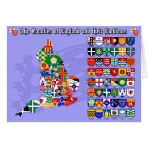 Cartão Os condados de Inglaterra, de suas bandeiras & de