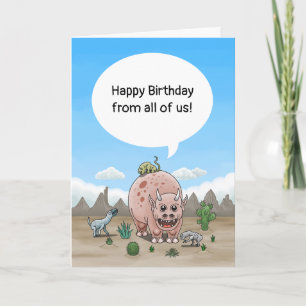 Cartão Os desejos de aniversário dos dinossauros fantásti