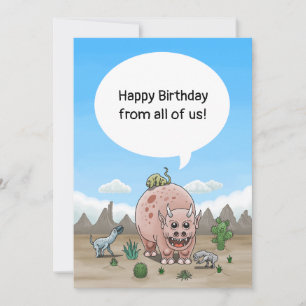 Cartão Os desejos de aniversário dos dinossauros fantásti