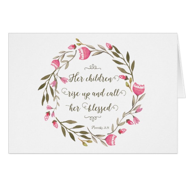 Cartão Os Filhos Dela Levantam-Se E Chamam-Lhe Abençoada (Frente Horizontal)