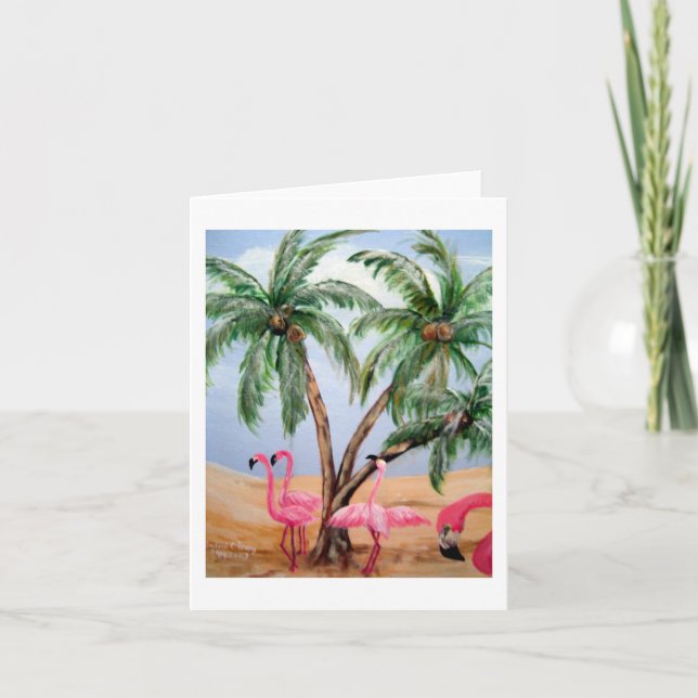 Cartão "Os flamingos" Notecard vertical de Florida (Frente)