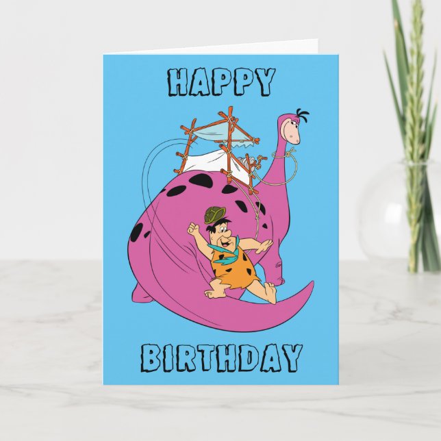 Cartão Os Flintstones | Fred Deslizando A Cauda (Frente)