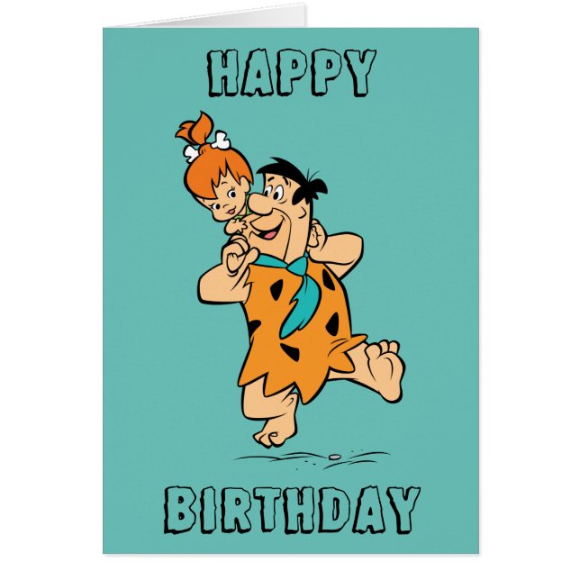 Cartão Os Flintstones | Fred & Pebbles Flintstone (Frente)