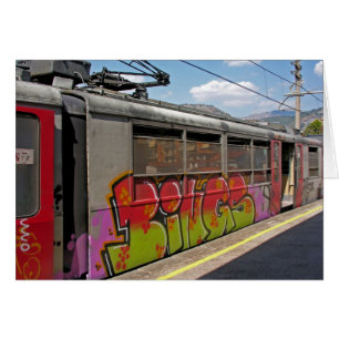 Cartão Os grafites cobriram o trem italiano
