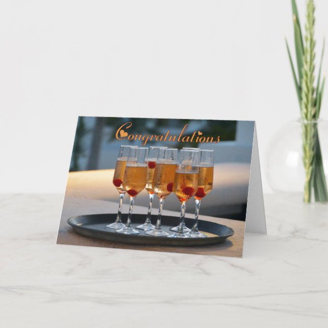 Cartão Os parabéns Champagne Weds recentemente (Frente)