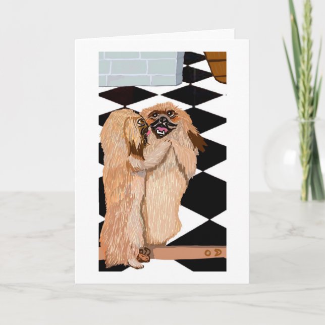 Cartão Os Pekingeses E O Espelho (Frente)