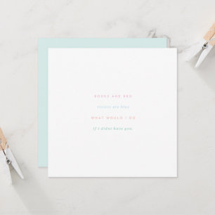 Cartão Os rosas são violetas vermelhas são azuis