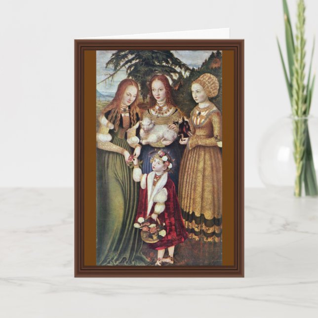 Cartão Os santos Agnes e Dorothy Kunigunde por Cranach (Frente)