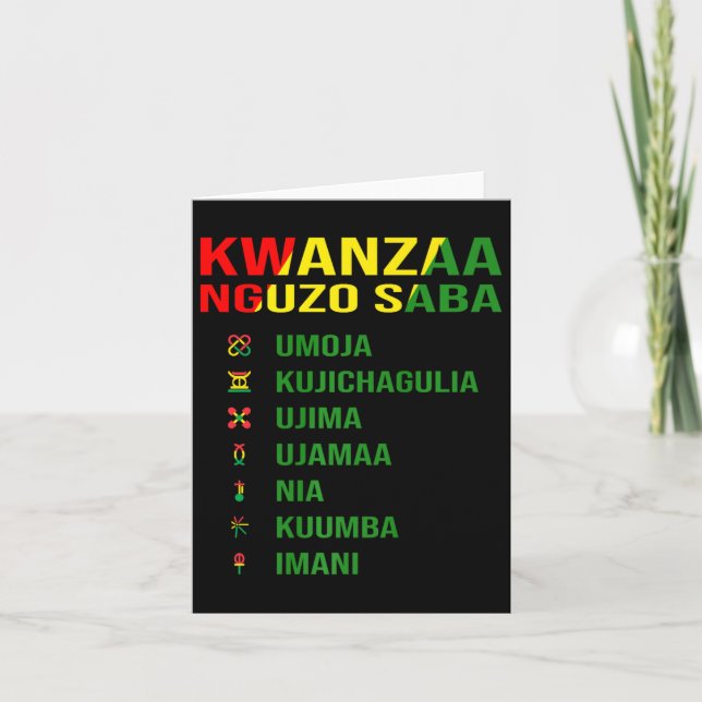 Cartão Os Sete Princípios do Kwanzaa - Nguzo Saba (Frente)