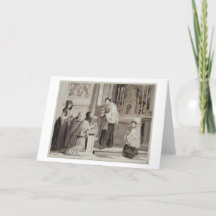 Cartão Os Sete Sacramentos: Comunhão, 1779 (caneta, marro