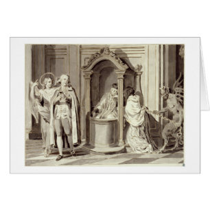 Cartão Os Sete Sacramentos: Confissão, 1779 (caneta, marr
