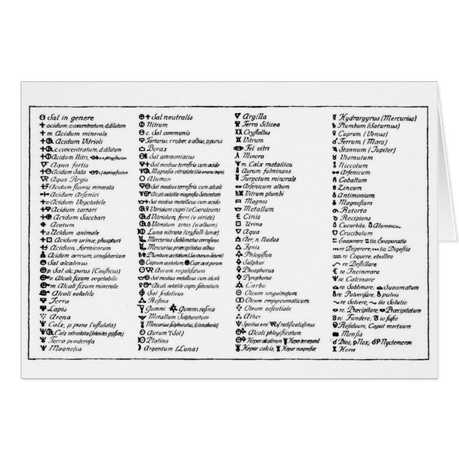 Cartão Os símbolos alquímicos de Scheele (Frente Horizontal)