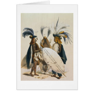 Cartão Os soldados do tribo Zulu de Exército do rei
