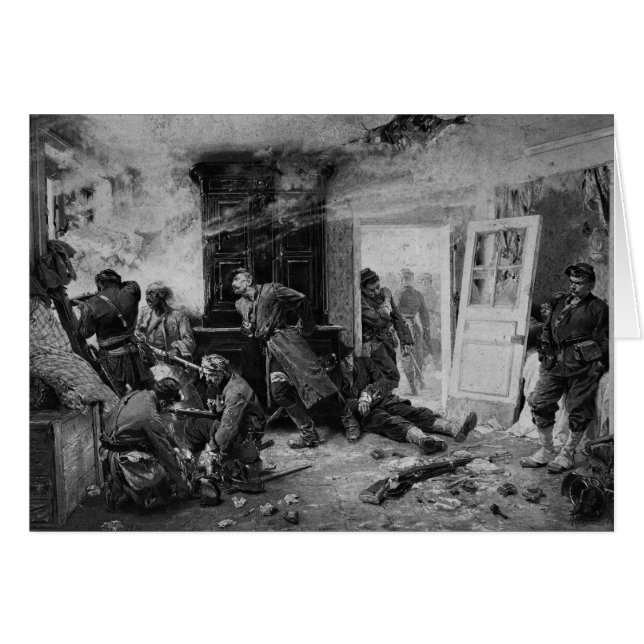 Cartão Os últimos cartuchos em Balan perto de Sedan, 1870 (Frente Horizontal)