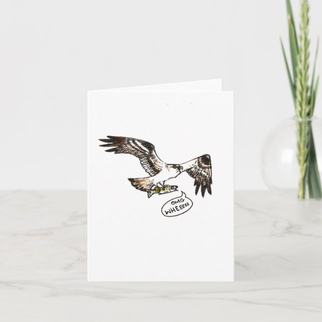 Cartão "osprey & fish," small, 4x5.6" blank greeting card (Frente)