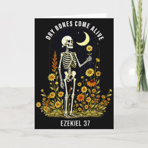 Cartão Ossos Secos Voltam à Vida Esqueleto Divertido Flor