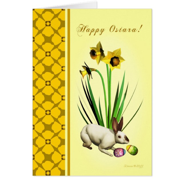 Cartão Ostara feliz - equinócio Vernal - Daffodils do (Frente)