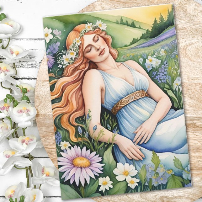 Cartão Ostara Goddess Spring Equinox Sabbat Wicca Holiday (Ostara Goddess Spring Equinox Sabbat Wicca Holiday Card by Pagan Holidays)