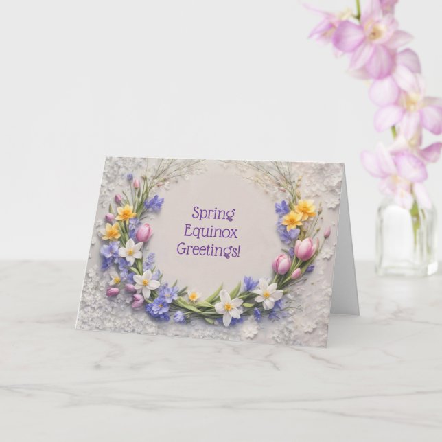 Cartão Ostara Spring Equinox Greetings Flowers Wreath  (Orquídea)
