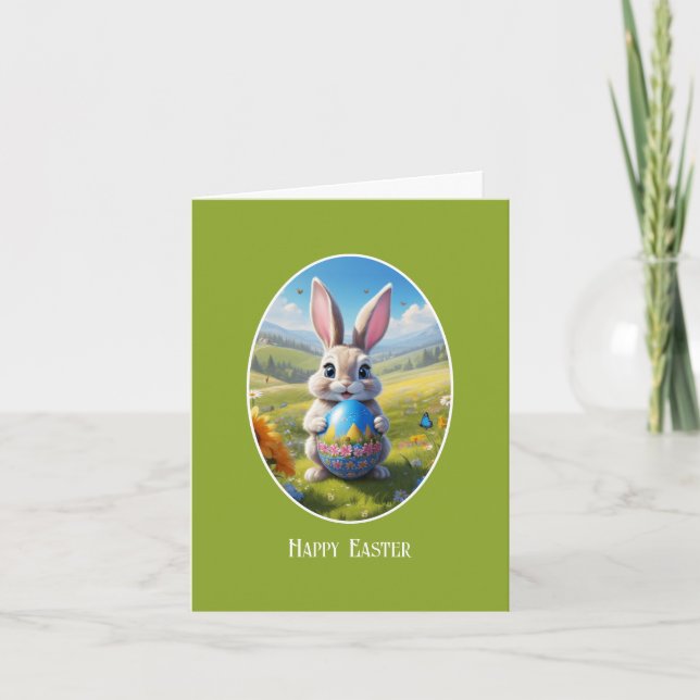Cartão Osterhase mit Ei, Oval -  (Frente)