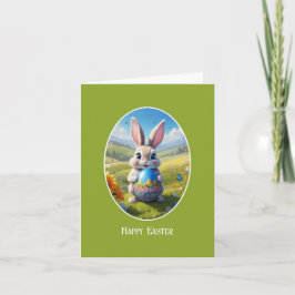 Cartão Osterhase mit Ei, Oval -