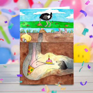 Cartão Ostrich Happy Birthday cumprieting card de N. Jane